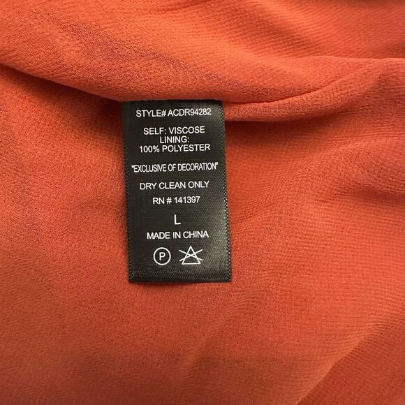 ASTR The Label Tassel Tie Neck Long Sleeve Lined Fit & Flare Dress Rust Large - Picture 5 of 5